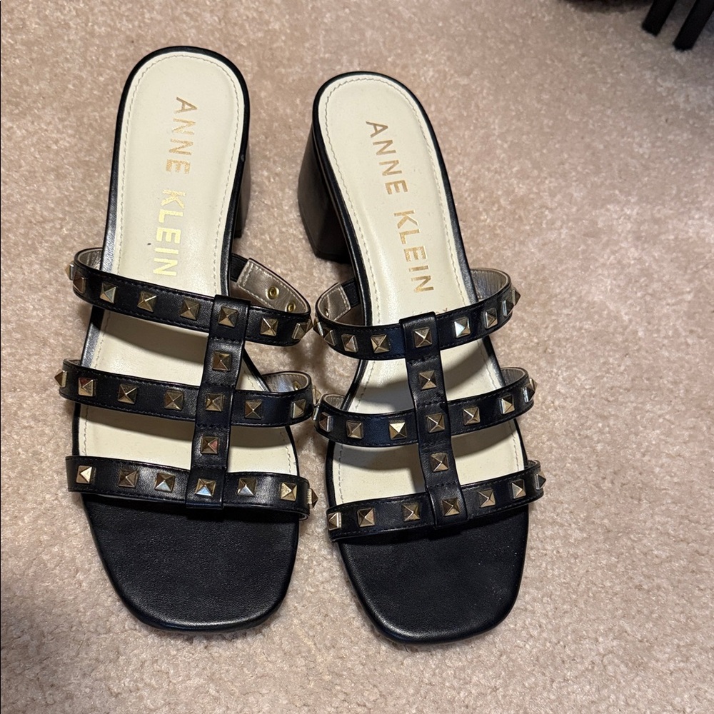 Anne Klein Black Studded Heels